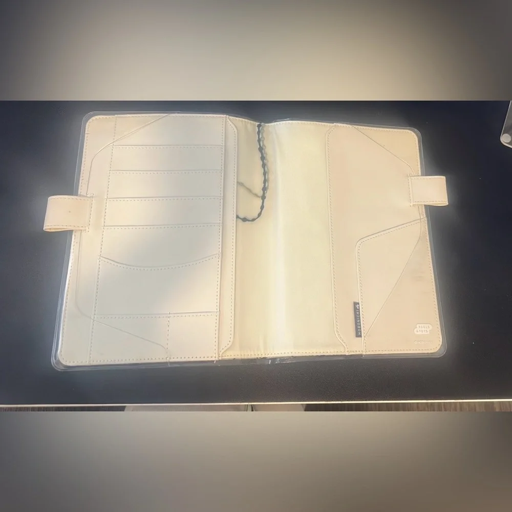 Cream & Navy Floral Grid Journal Notebook with Pen Loop